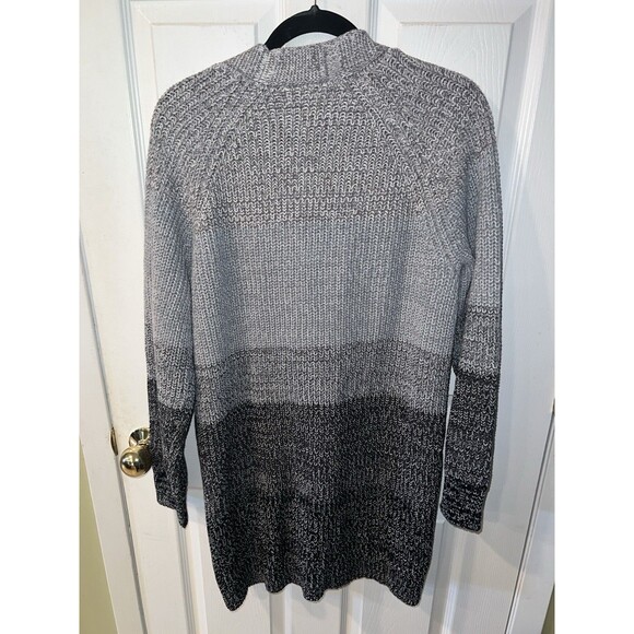 Woman Within Shaker Cardigan Womens Plus L 18-20 Black Grey Ombré Button Up New - Picture 8 of 11